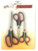 Kit 3 Tesouras, 20,5cm/14cm/14cm, Cabo Ergonômico, Preto e Vermelho