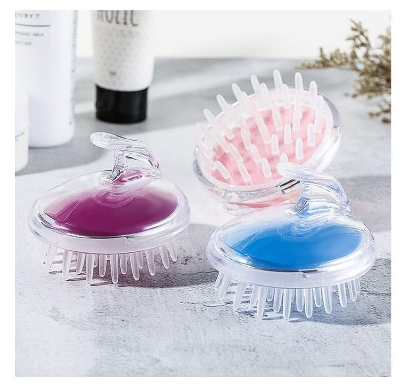 Escova Massageadora Capilar de Silicone para Banho e Cuidados com o Couro Cabeludo